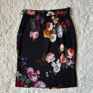 NWT Dolce & Gabbana floral print high-rise slit back pencil skirt size 44